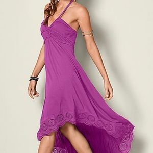 Venus high low halter dress with braided straps